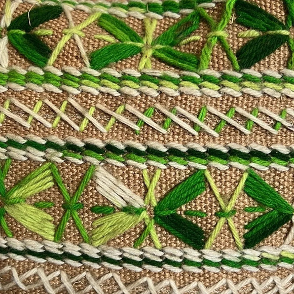 Unique Vintage Hand Stitched Green and Brown Handbag - Picture 2 of 10